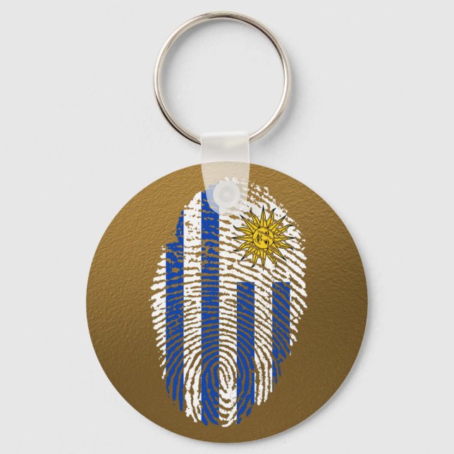 Uruguayan touch fingerprint flag keychain (Front)