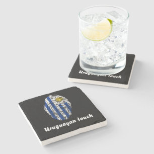 Uruguayan touch fingerprint flag stone coaster