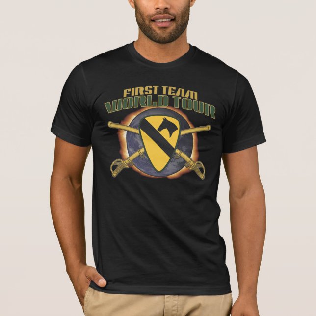 US 1ST CAVALRY DIVISION WORLD TOUR FLAME T-Shirt (Front)