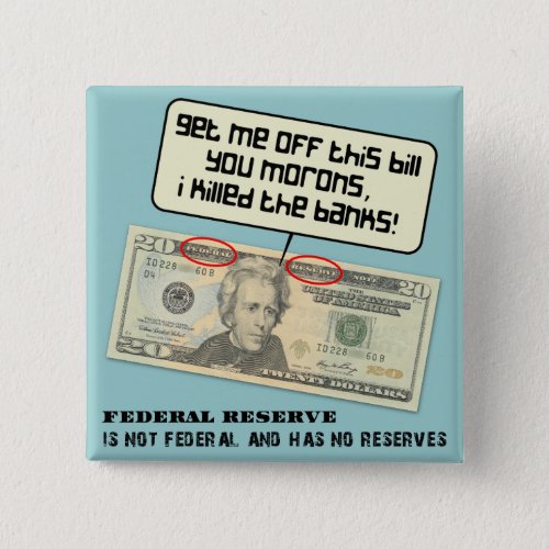 US 20 dollar bill Federal Reserve Button