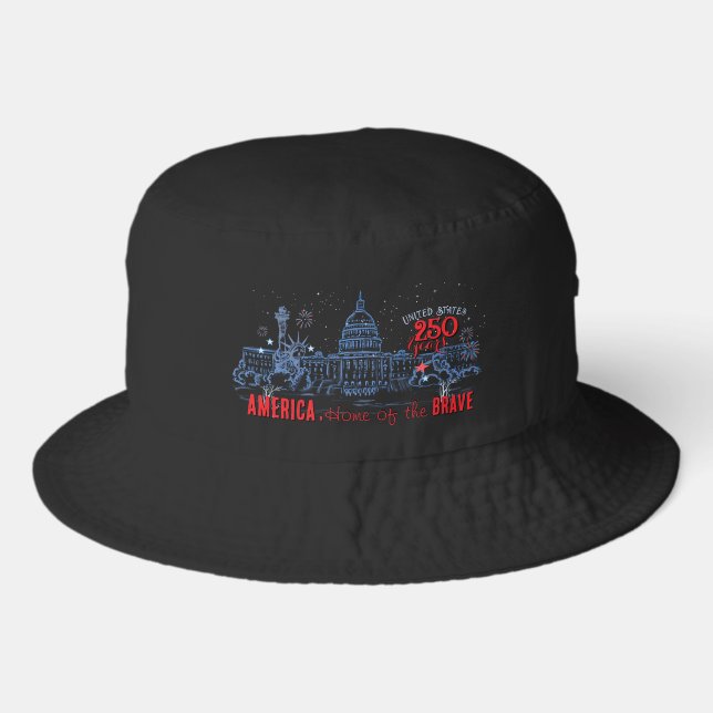 US 250 America Home of the Brave Bio-Washed  Bucket Hat (Front)