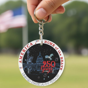 US 250 America Home of the Brave   Monuments Keychain