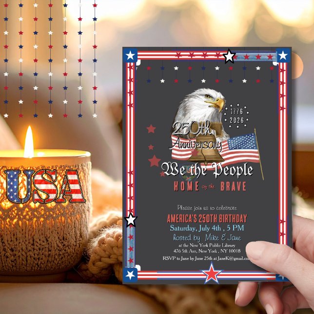 US 250 Anniversary  Eagle & Bell Illustration Invitation (US 250 Anniversary Eagle & Bell Illustration Invitation)