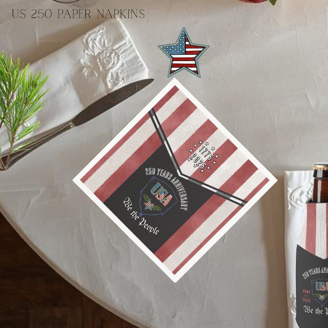 US 250 We the People Patriotic Anniversary Paper  Napkins (US 250 We the People Patriotic Anniversary Paper Napkins)
