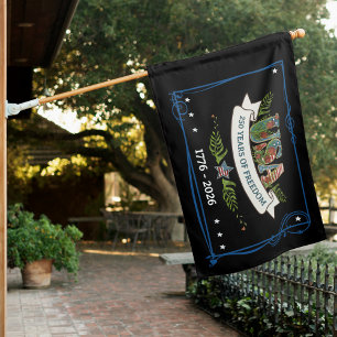 US 250 Years of Freedom Botanical Patriotic House Flag