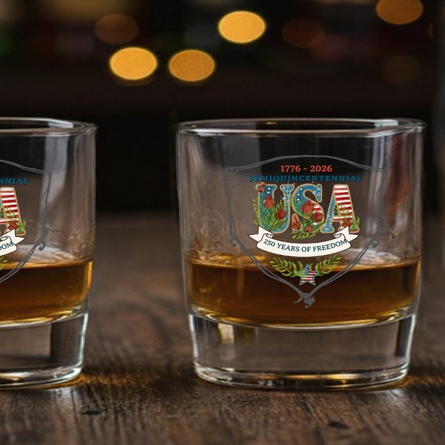 US 250 Years of Freedom Botanical Patriotic Whiskey Glass (US 250 Years of Freedom Botanical Patriotic Whiskey Glass)