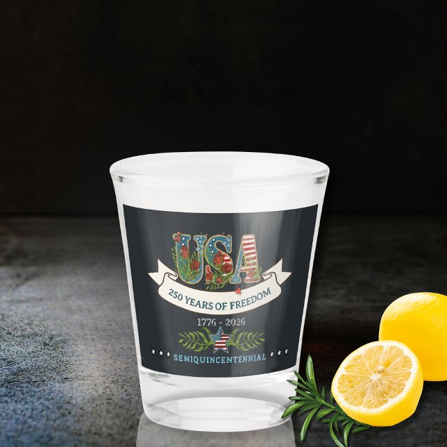 US 250 Years of Freedom Custom Background Color Shot Glass (US 250 Years of Freedom Custom Background Color Shot Glass)