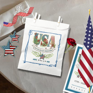 US 250 Years of Freedom Elegant Blue Border  Favor Bag