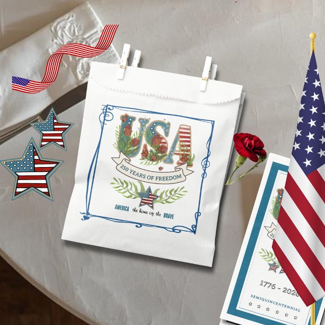 US 250 Years of Freedom Elegant Blue Border  Favor Bag (US 250 Years of Freedom Elegant Blue Border Favor Bag)