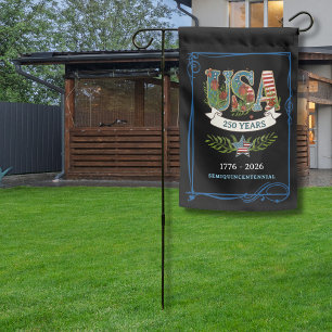 US 250 Years Patriotic Midnight Black Botanical  Garden Flag