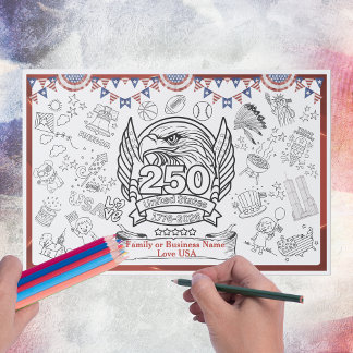 US 250th Anniversary American Symbols Coloring  Paper Pad