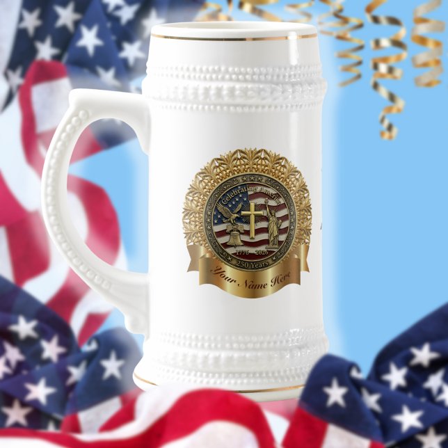 US 250th Anniversary Custom Golden Frame Seal Beer Stein (Creator Uploaded)