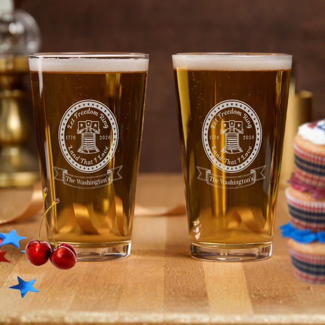 US 250th Anniversary Custom Let Freedom Ring Pint Glass (Creator Uploaded)