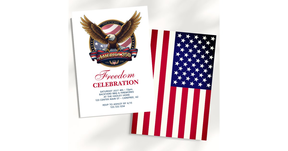 US 250th Anniversary Freedom Party Invitation | Zazzle