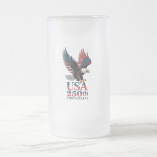 US 250th Anniversary Frosted Glass Beer Mug
