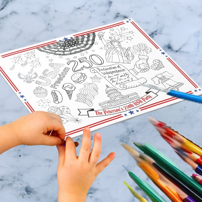 US 250th Anniversary Kids Color Me Patriot Party Notepad (Creator Uploaded)