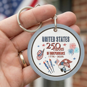 US 250th Anniversary Patriotic Gnome Keychain