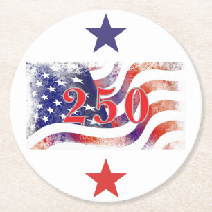 US 250th Anniversary Round Paper Coaster