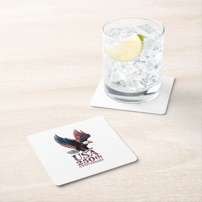 US 250th Anniversary  Square Paper Coaster (Insitu)