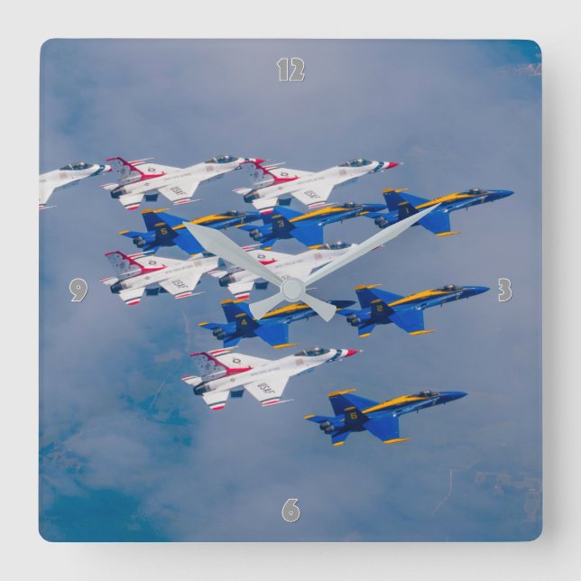 US AIR DEMONSTRATION TEAMS SQUARE WALL CLOCK (Front)