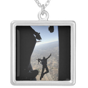 US Air Force Academy Parachute Team Silver Plated Necklace
