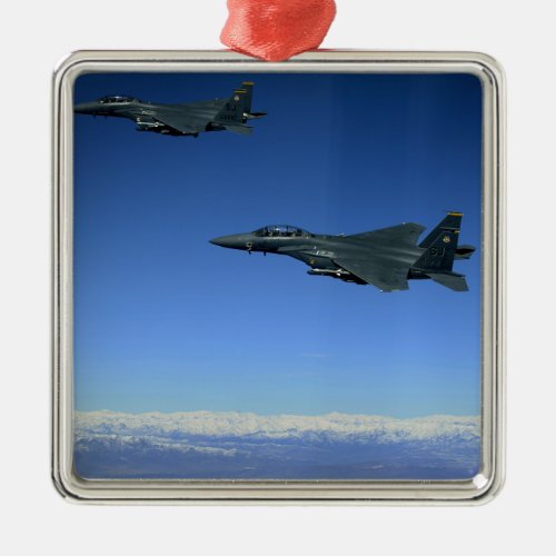 US Air Force F_15E Strike Eagles 2 Metal Ornament