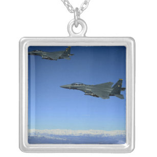 US Air Force F-15E Strike Eagles 2 Silver Plated Necklace