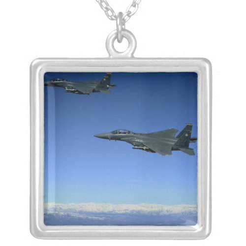 US Air Force F_15E Strike Eagles 2 Silver Plated Necklace