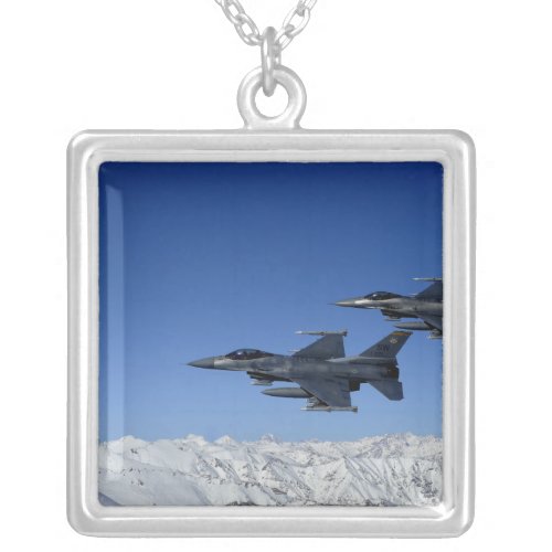 US Air Force F_16 Fighting Falcons Silver Plated Necklace