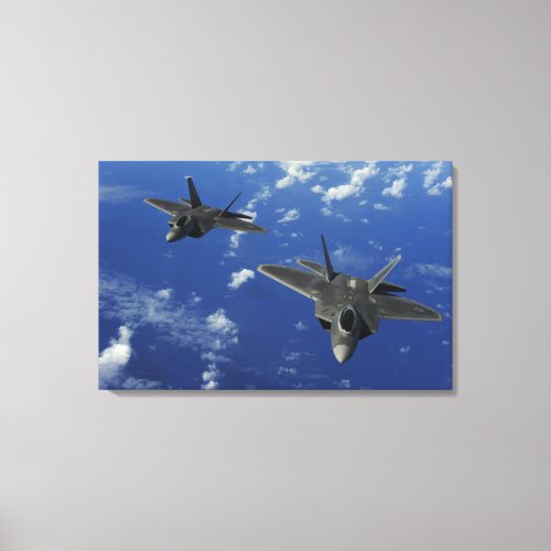 US Air Force F_22 Raptors in flight near Guam Canvas Print