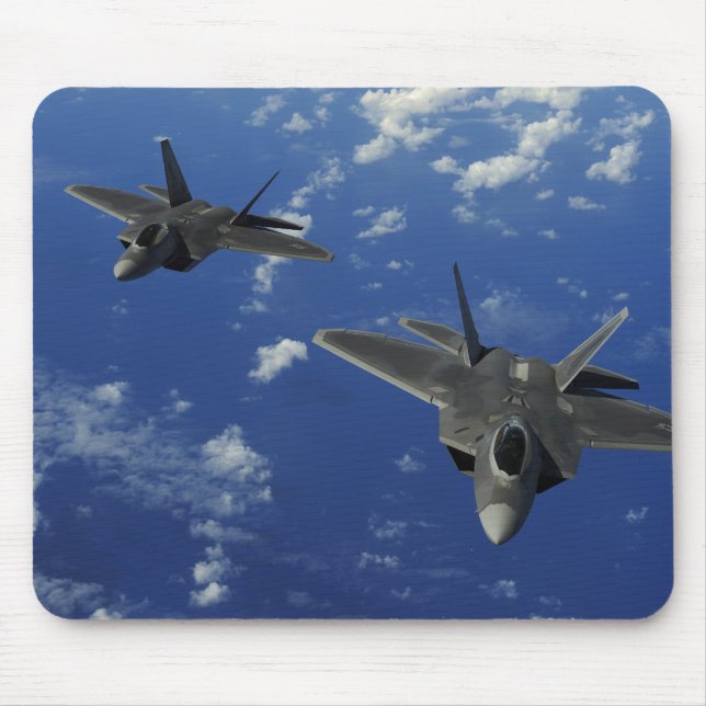 US Air Force F-22 Raptors in flight near Guam Mouse Pad (Front)