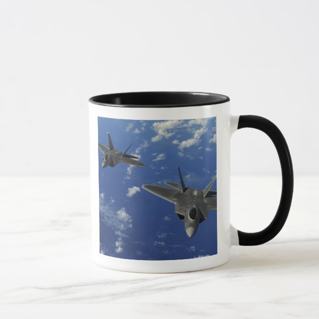 US Air Force F-22 Raptors in flight near Guam Mug (Right)