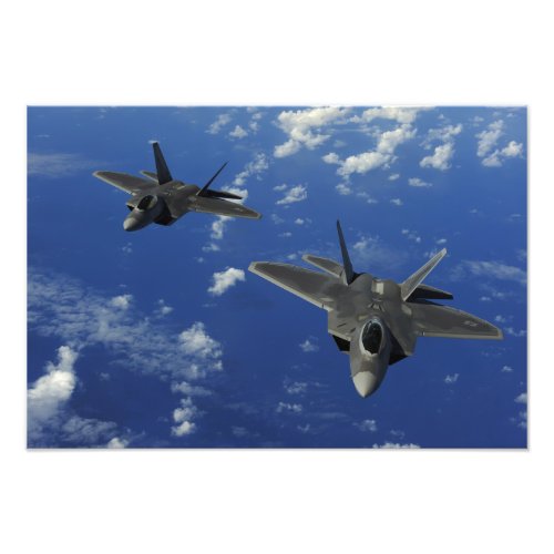 US Air Force F_22 Raptors in flight near Guam Photo Print