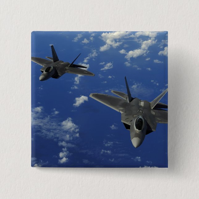 US Air Force F-22 Raptors in flight near Guam Pinback Button (Front)