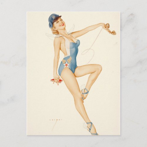 US Air Force Girl Pin Up Art Postcard