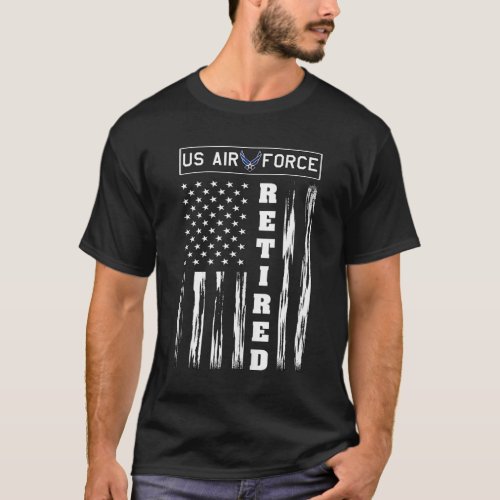 US AIR FORCE Retired  Distressed American Flag Tee
