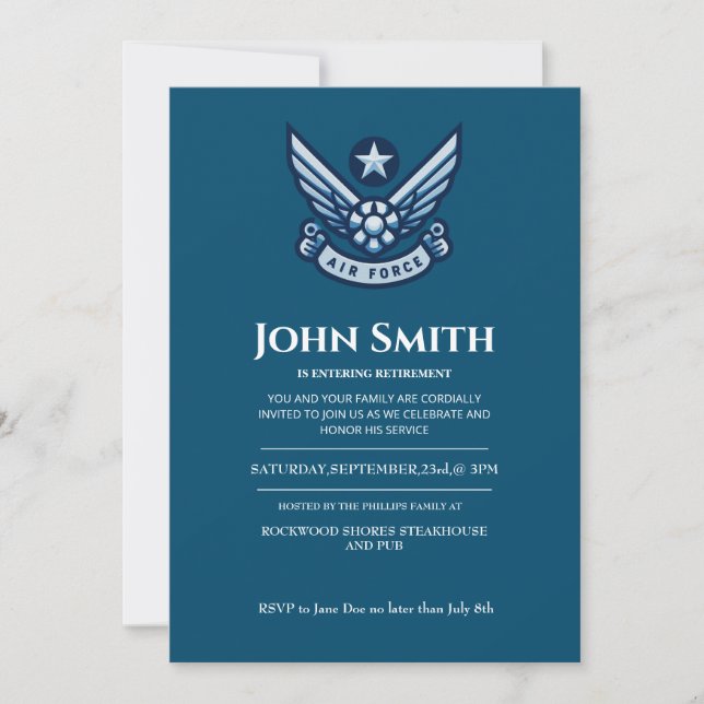 US Air Force  Retirement Invitation (Front)