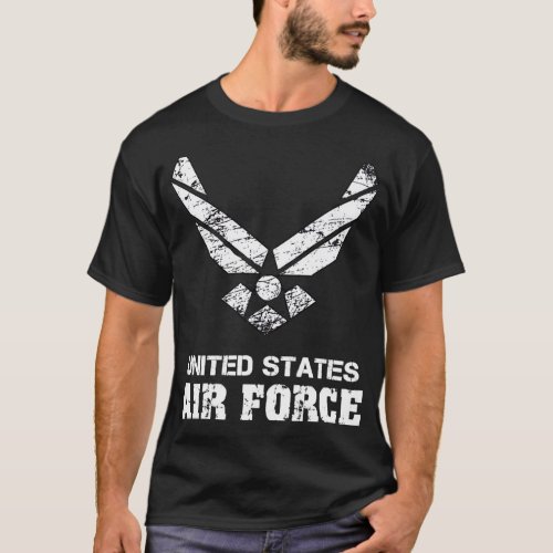 US Air Force USAF Veterans Distressed Font Logo  T_Shirt
