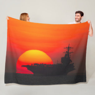 US AIRCRAFT CARRIER - CVN 77 FLEECE BLANKET