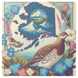 US Alaska State Bird and Flower Design Gallery Wrap