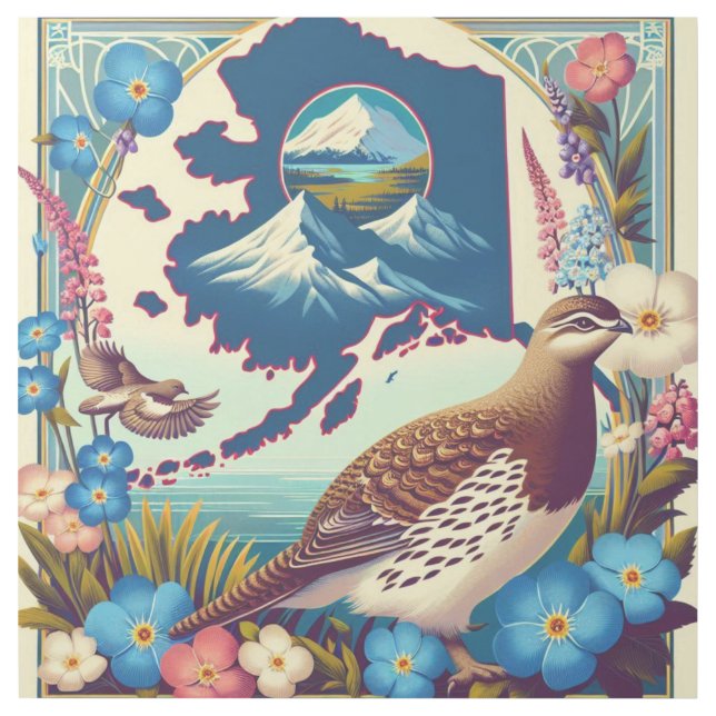US Alaska State Bird and Flower Design Gallery Wrap (Front)