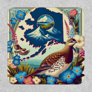 US Alaska's State Bird and Flower Design Patch