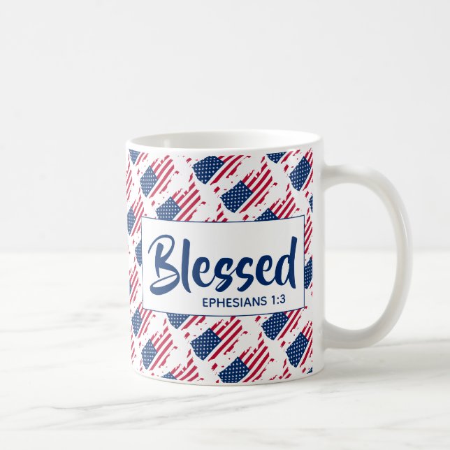 US AMERICA  Blessed Ephesians Christian Scripture Coffee Mug (Right)