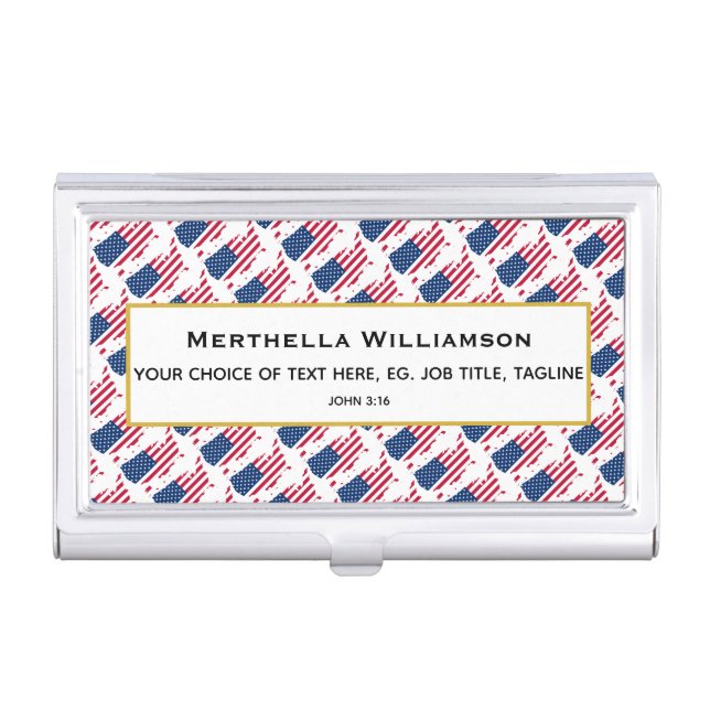 US AMERICA Christian John 3:16 Scripture Business Card Case (Front)