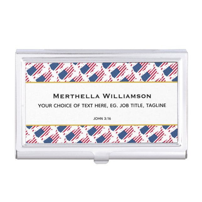 US AMERICA Christian Scripture John 3:16 Business Card Case (Front)