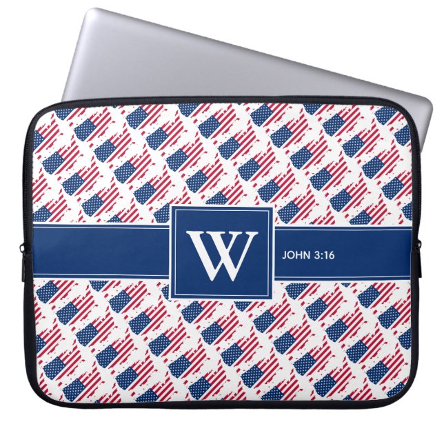 US AMERICA Christian Scripture Monogram laptop Laptop Sleeve (Front)