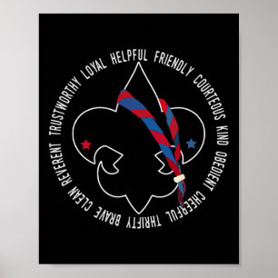 Us America Flag Scouting Law For Kids Poster
