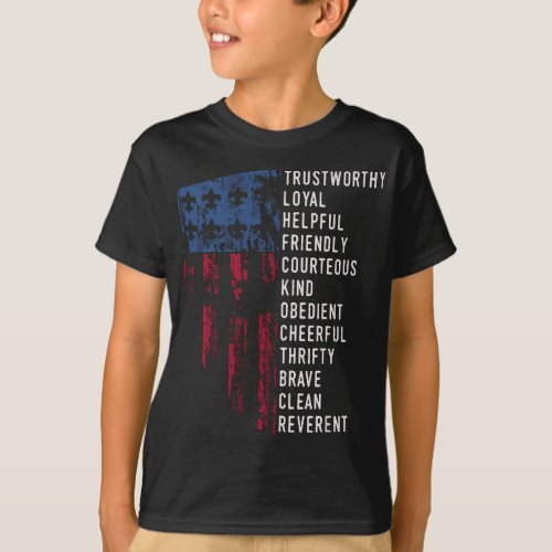 US America Flag Scouting Law T_Shirt