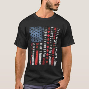 Us America Flag Scouting Scout Law T-Shirt