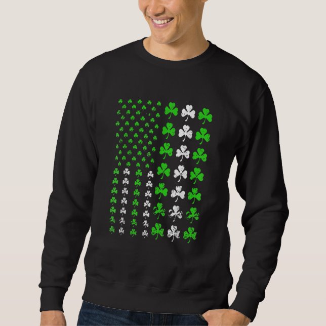 US America Flag Shamrock Clover St Patricks Day Pa Sweatshirt (Front)